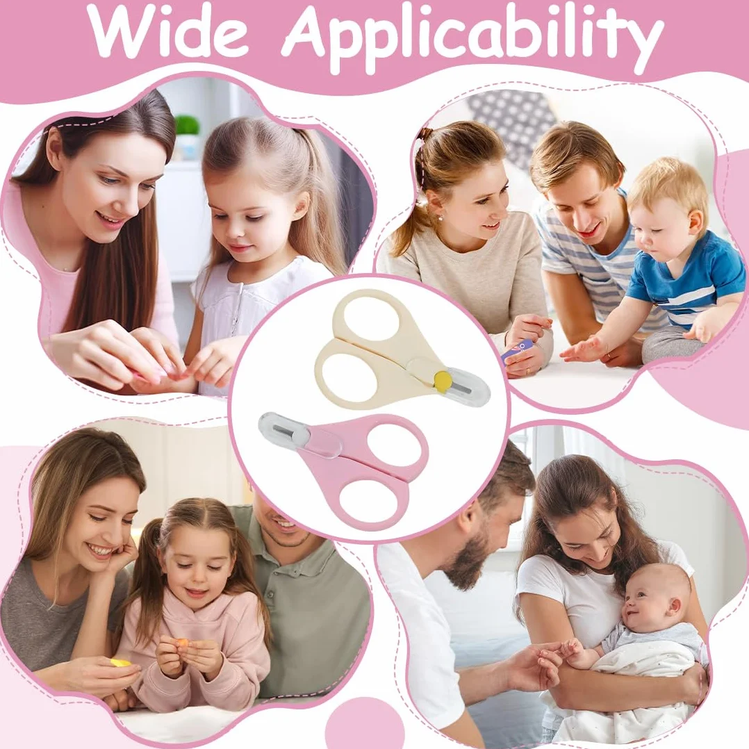 2 Pezzi di Forbicine per Unghie per Neonati, Forbicine per Unghie Sicure per Evitare Pizzicature della Pelle (Rosa, Beige)