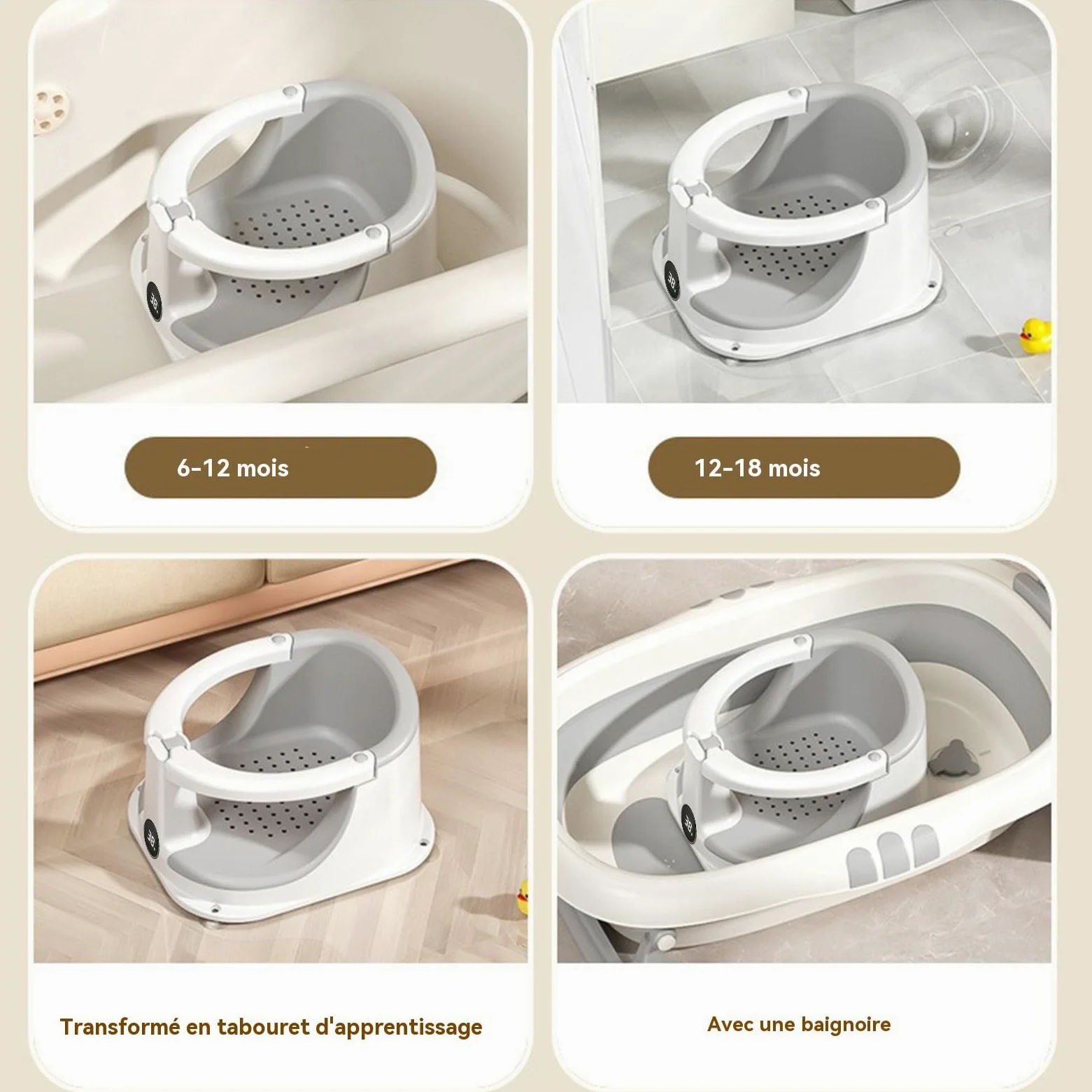 Seggiolino per Bagnetto Sedia da Bagno Antiscivolo con Sensore di | Accessorio Sicurezza per Doccia Bambini Ideale per Casa Viaggi Compleanni e Regali