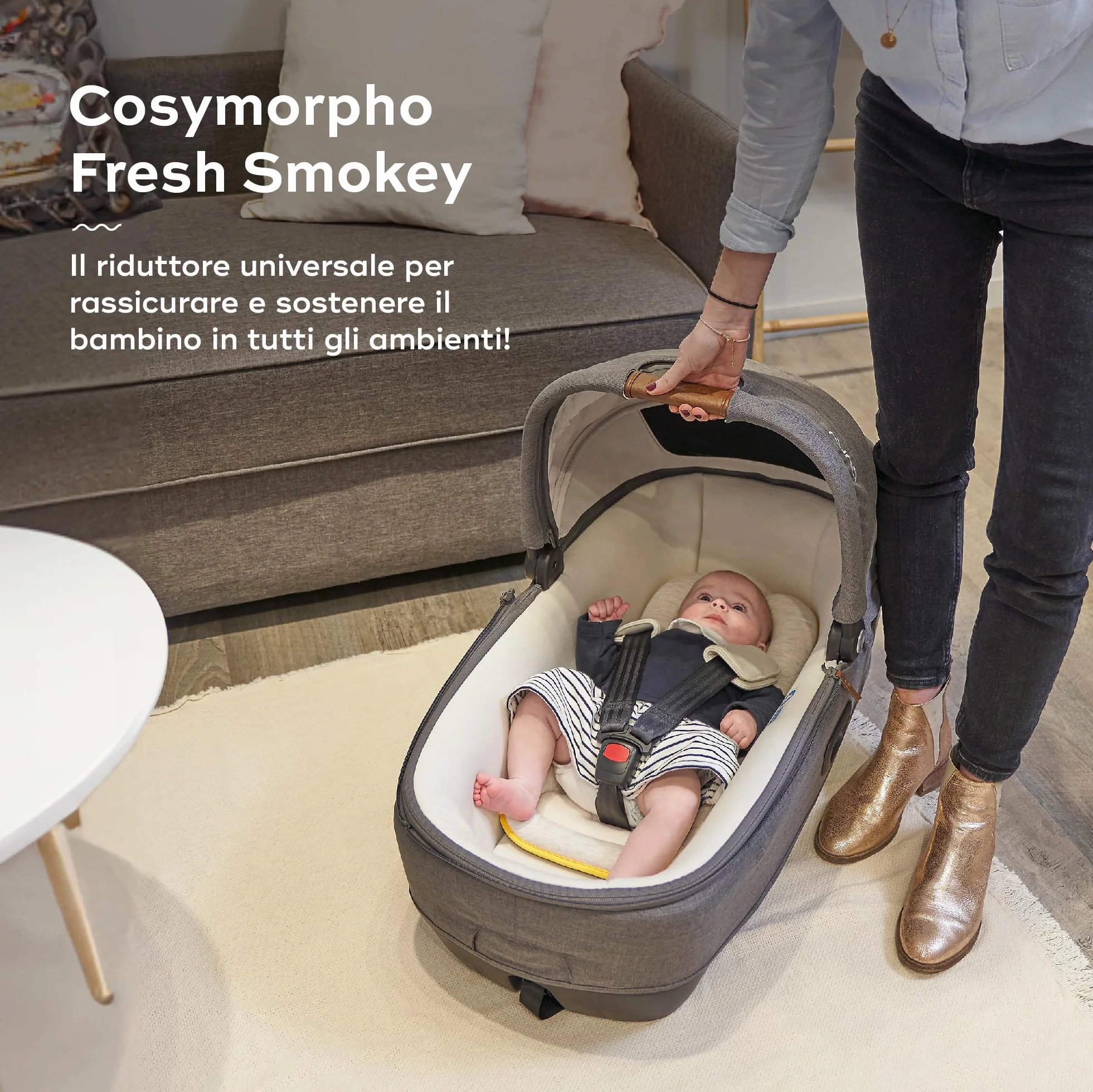 Babymoov Cosymorpho Fresh Smokey riduttore universale bambini, Fresh (Grigio chiaro), 35 x 54.5 x 5 cm, 0-6 mesi