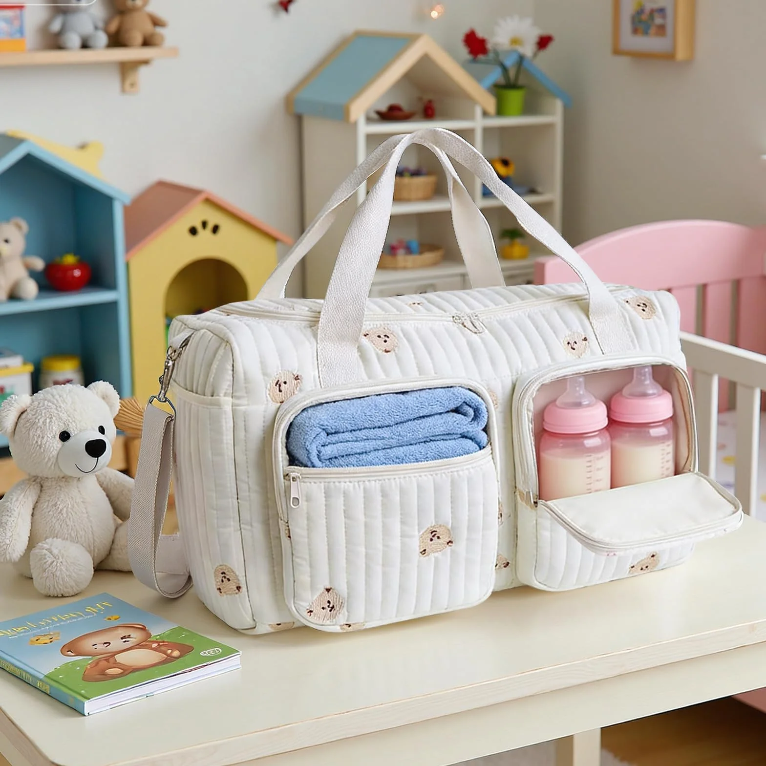 Borsa per Pannolini Multiuso Imbottita Leggera per Gravidanza e Cura del Bambino Ospedale Viaggi Fine Settimana