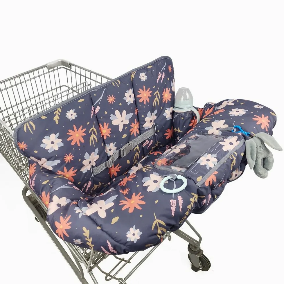 Fodera per carrello della spesa per neonati/bambini, Accogliente fodera per seggiolone, copertura del carrello della spesa, blu scuro