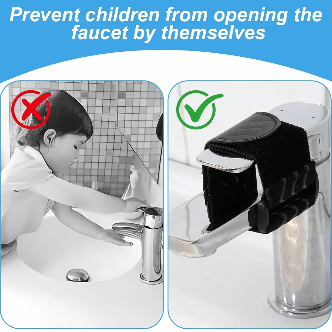 3 Pezzi Protezione per Bambini Impedisce ai Bambini di Aprire il Rubinetto Cinghie Elastiche con Antiscivolo Sicurezza dell'Acqua per Bambini Banda Elastica in Velcro per Rubinetto Cucina Bagno