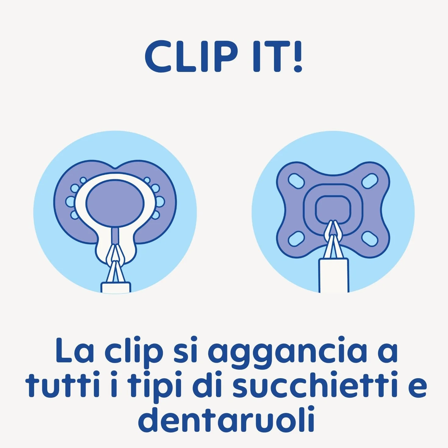 MAM Clip & Cover Catenella Portaciuccio, Catenella ciuccio 0+ mesi regolabile con chiusura a velcro e salvasucchietto, Compatibile con accessori neonato, succhietti e dentaruoli, Azzurro