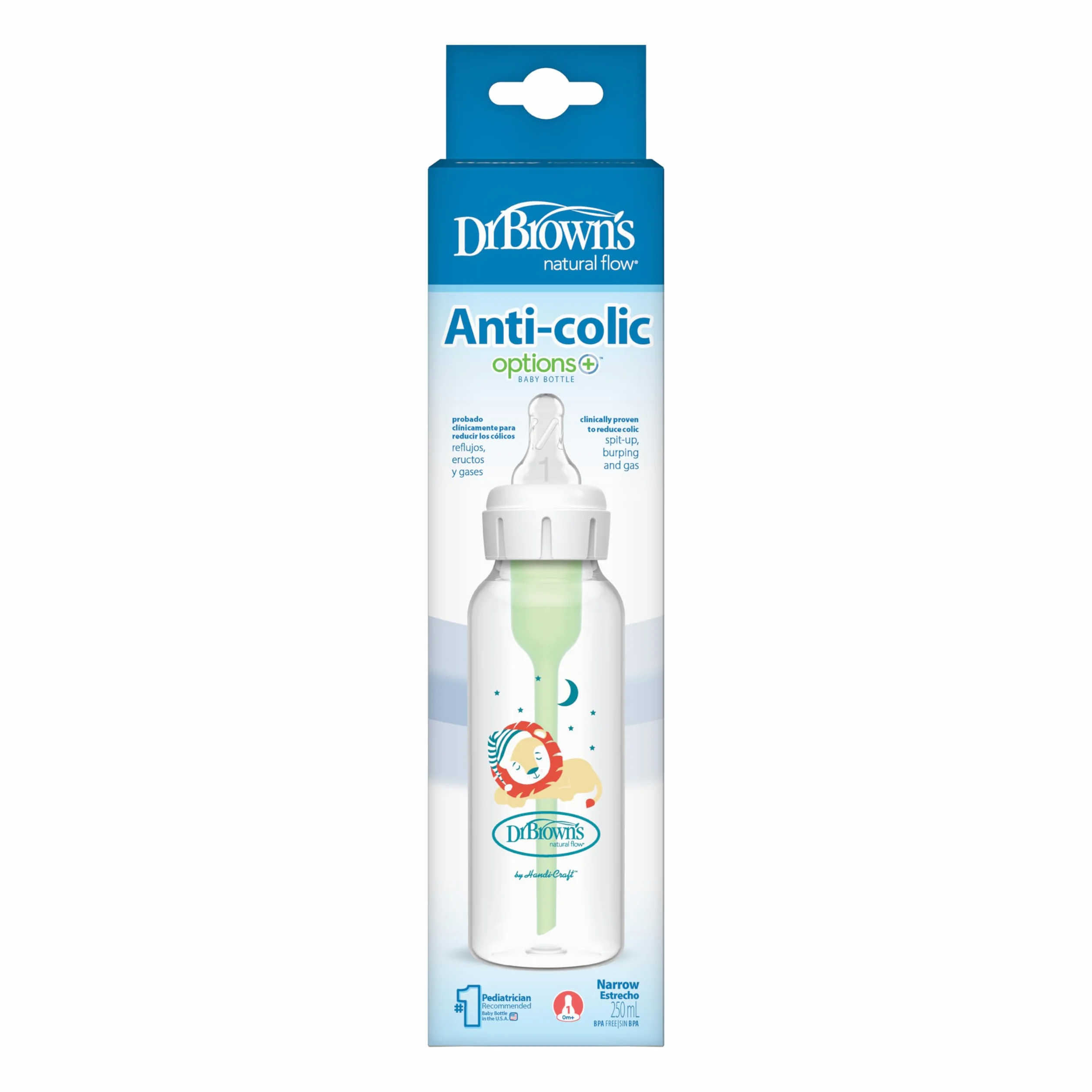 Dr. Brown's Biberon anticolici Options+ Stretto 250 ml Leone Biberon +0 Mesi