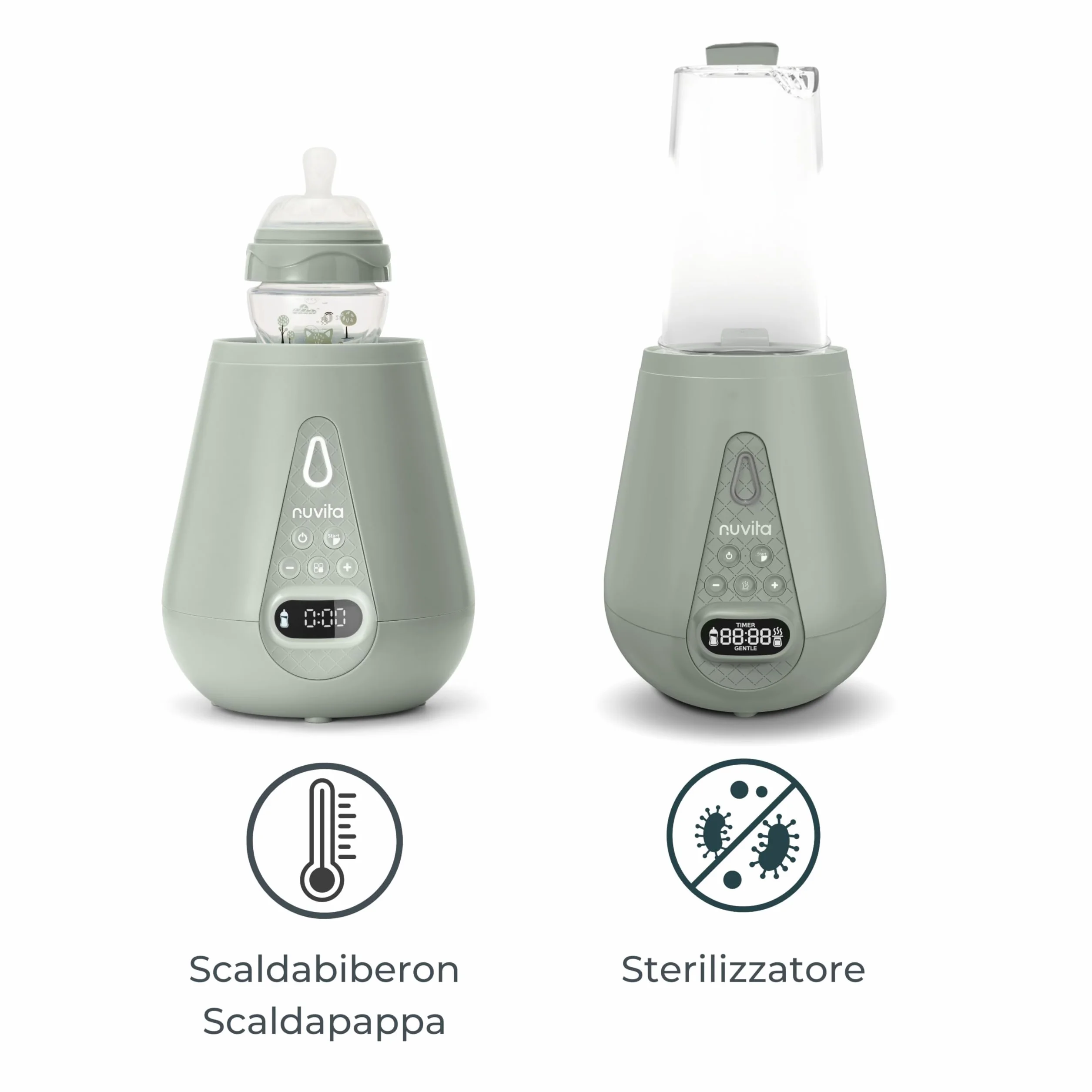 Nuvita 1170 | Scalda Biberon Neonato | Sterilizzatore Biberon | Scaldabiberon Digitale | Scaldabiberon e Sterilizzatore | Scaldalatte Elettrico Neonato | Scaldabiberon Veloce | Scaldapappa Neonati