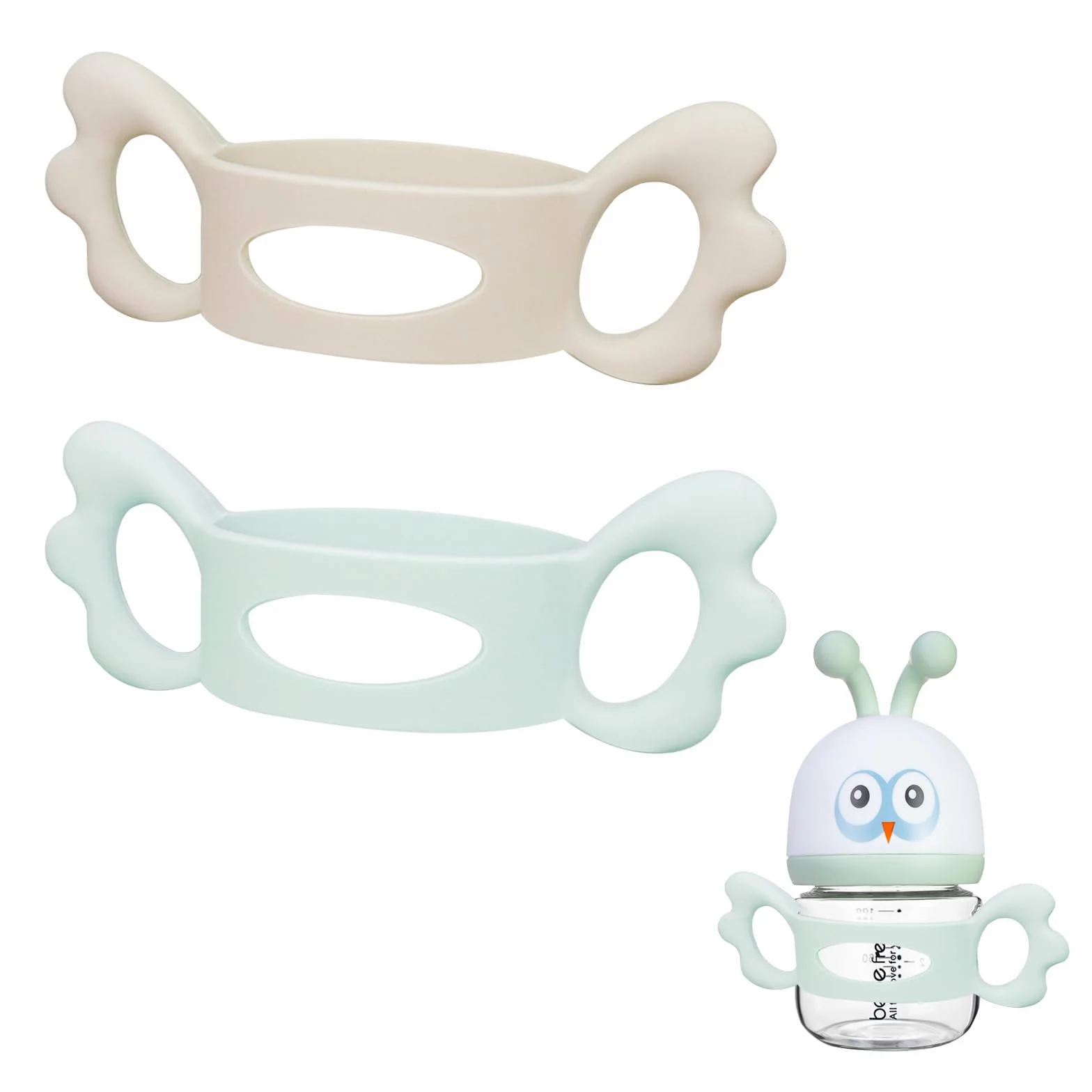 Impugnatura per Biberon, Manico Per Biberon Silicone, Maniglia per Biberon in Silicone, Manici per Biberon a Collo Largo, Biberon in Silicone per Bambini, Facile Installazione Manici Per Biberon,2PCS