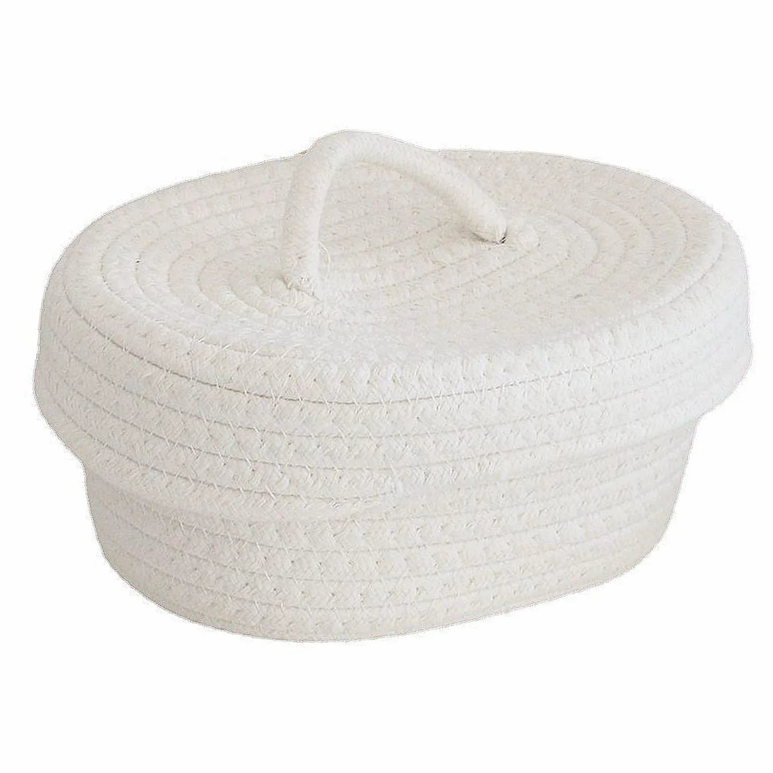 Naroote Cestino Portaoggetti in Corda di Cotone, Scatola Portaoggetti da Scrivania Decorativa Morbida per la Pelle con Coperchio per la Cameretta dei Bambini (Latte Bianco)