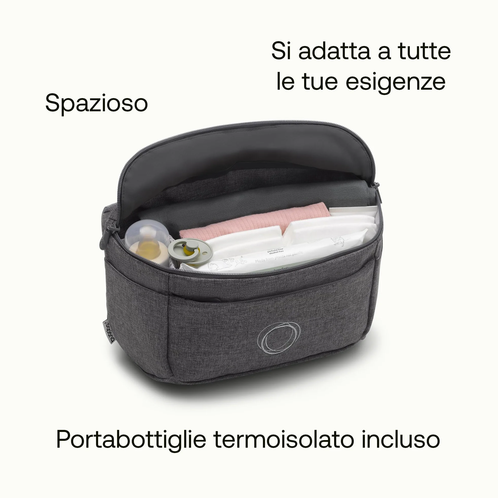 Bugaboo Organizer Multitasche Passeggino, Compatto e con Tasche Facili da Raggiungere, Accessorio Indispensabile per gli Oggetti Essenziali del Tuo Bambino, in Grey Melange