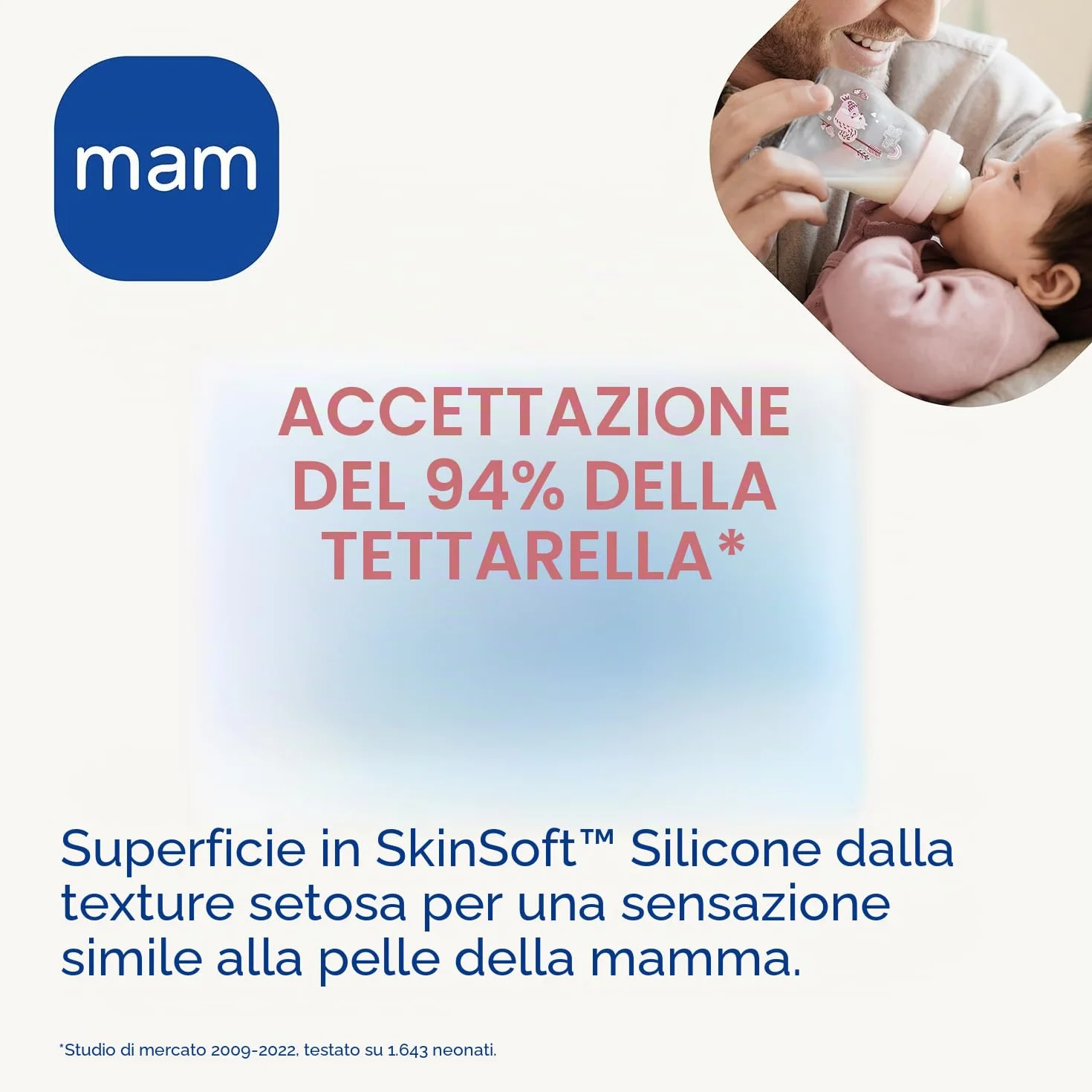 MAM Biberon in vetro, neonato, 0-2 mesi, 170 ml, con tettarella 1 a flusso lento in silicone, facile da pulire, Feel Good, neutro, confezione da 1