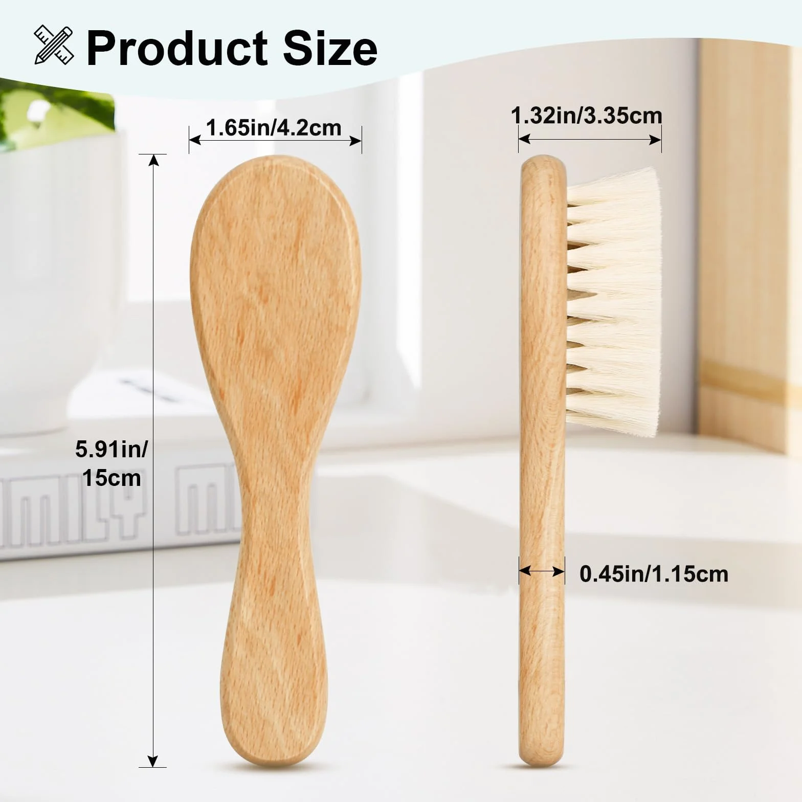 Set di 3 spazzole e pettini per bambini, con setole di capra e setole in silicone, per neonati e bambini (Rosa Brosse in silicone)
