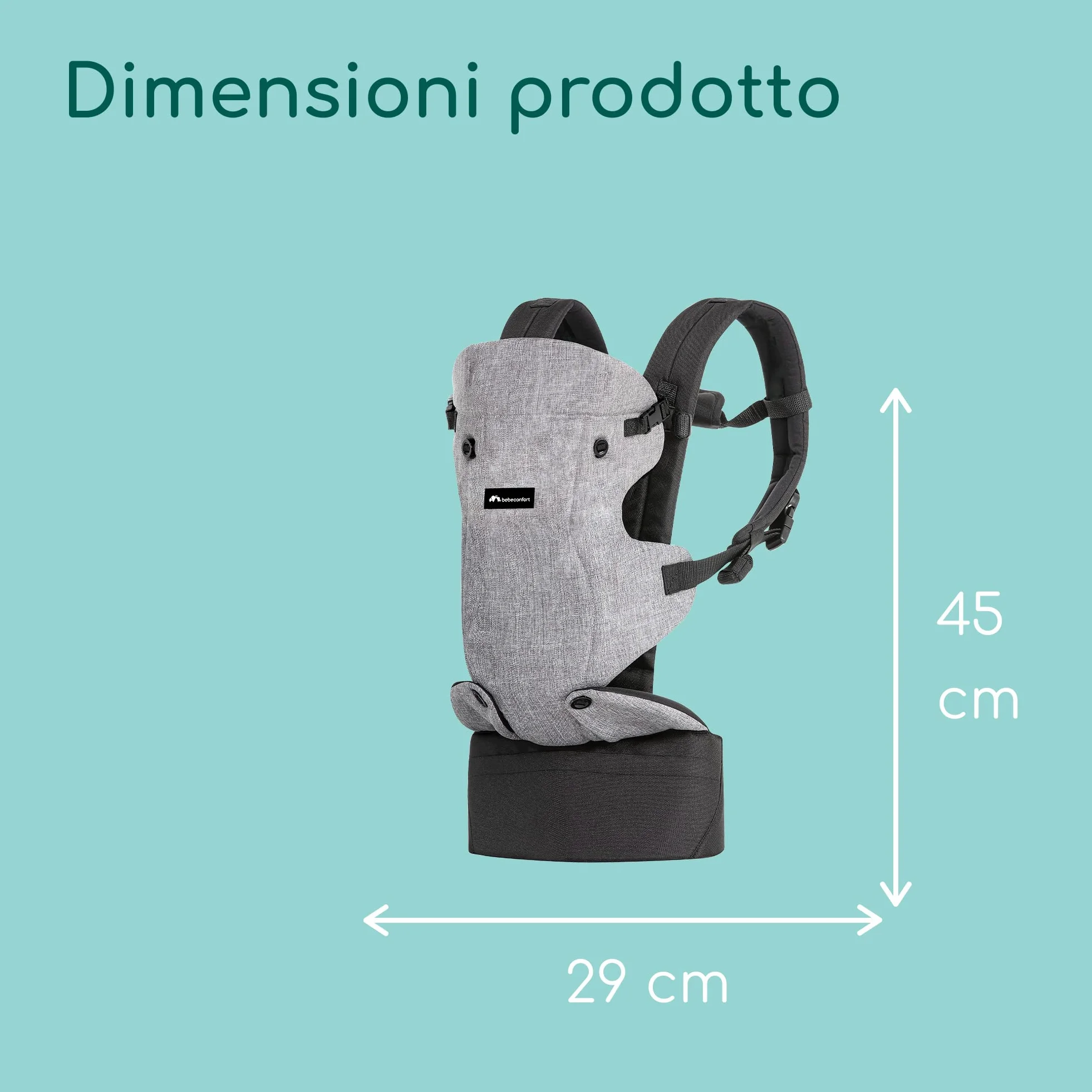 Bebeconfort Go4 Marsupio Ergonomico per neonati, 4 posizioni: fronte mamma e fronte strada, Schiena e Laterale, per bambini dalla nascita fino-15kg, Colore Black Chic (grigio scuro)