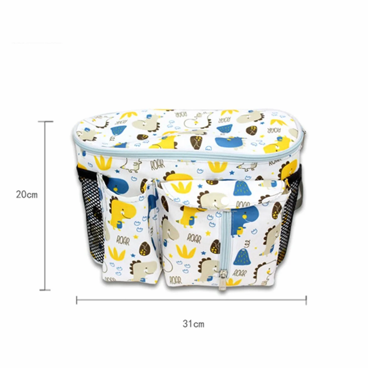 Organizer per Passeggino, Borsa Organizzatrice per Passeggino di Grande Capacità, Borsa portaoggetti con Tasca a Rete, per Biberon, Pannolini, Salviette, Telefono Ccellulare (Bianco)