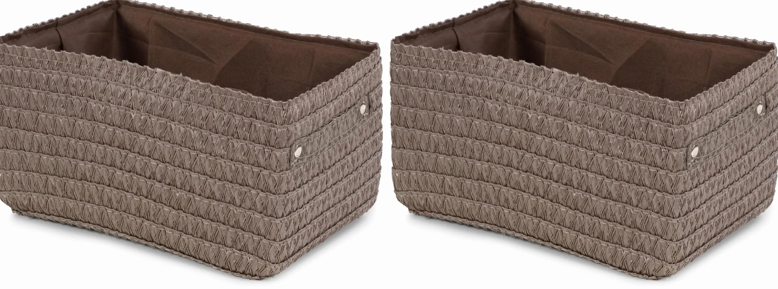 Compactor Lilou Cestino Portaoggetti Intrecciato con Manici, Polipropilene e Cartone, 23 x 15 x 12 cm, Tortora, RAN9697 (Confezione da 2)