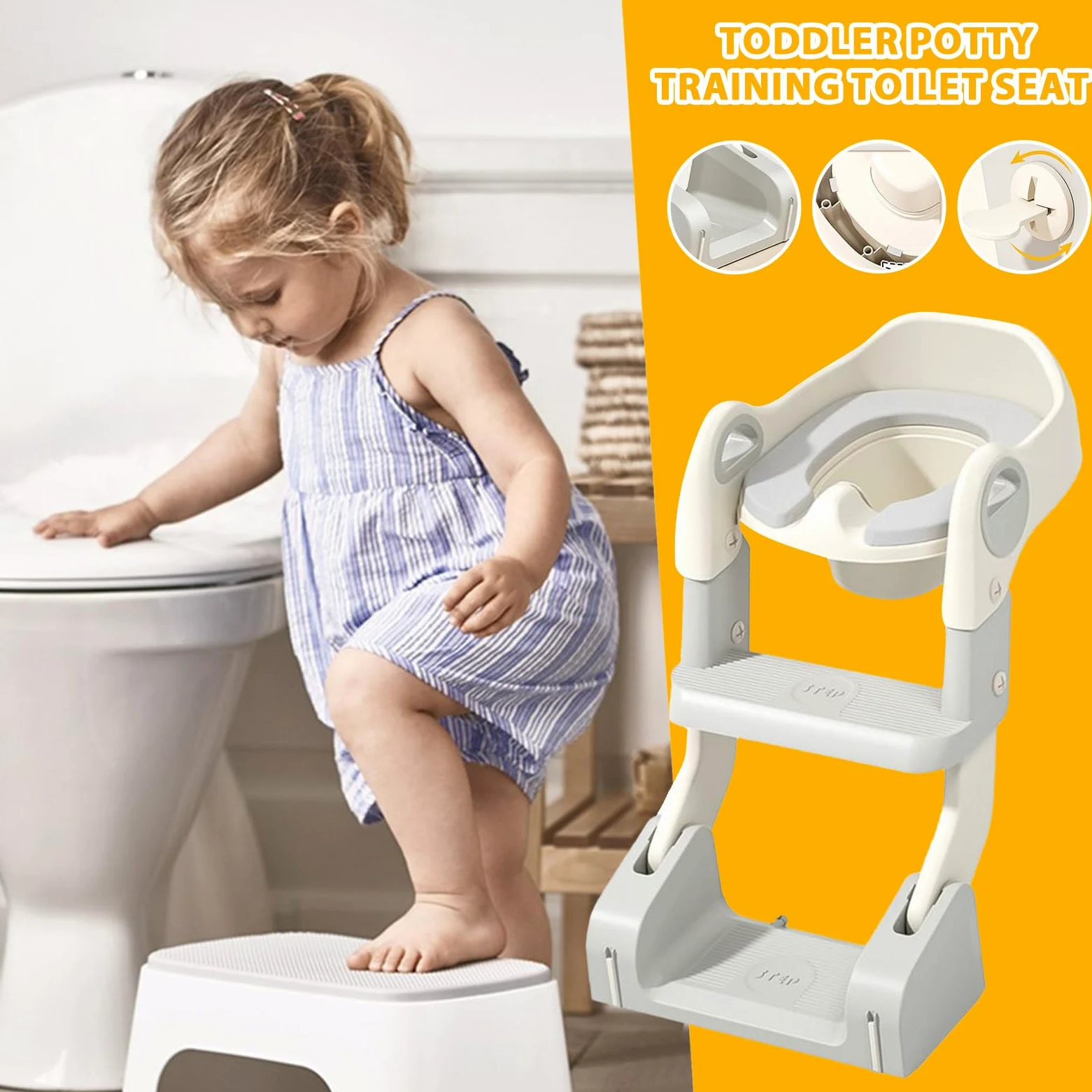 Riduttore Da Viaggio Water Bambini Sgabello Scaletta Per Bimbi Viaggio Auto | Riduttore Water Antiscivolo Con Gradini Bimbi Per Casa, Viaggi, Outdoor, Campeggio, Auto, Passeggino, Bagno