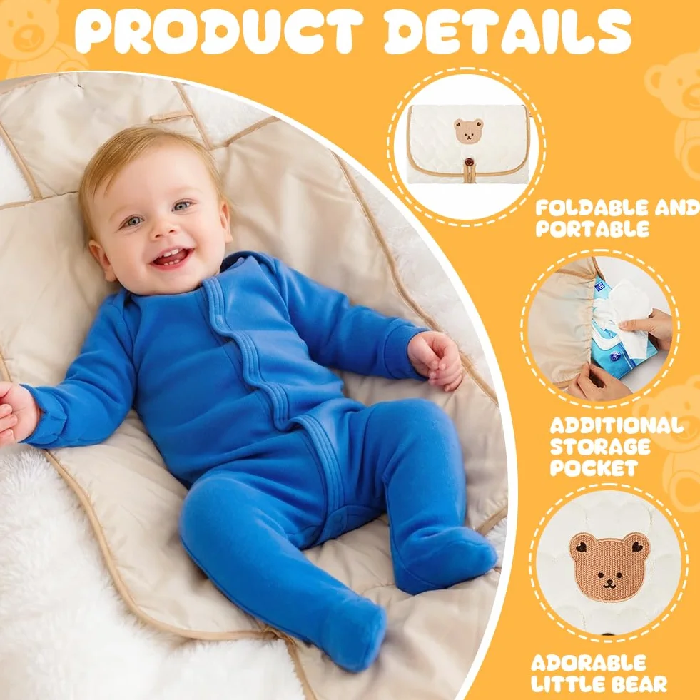 Fasciatoio Portatile Neonato, 87 x 57 CM Pieghevole e Impermeabile Fasciatoio, Cambio Pannolino per Neonato, Esterno, Casa, Viaggio, Regalo Nascita Perfetto per Bimbo e Bimba